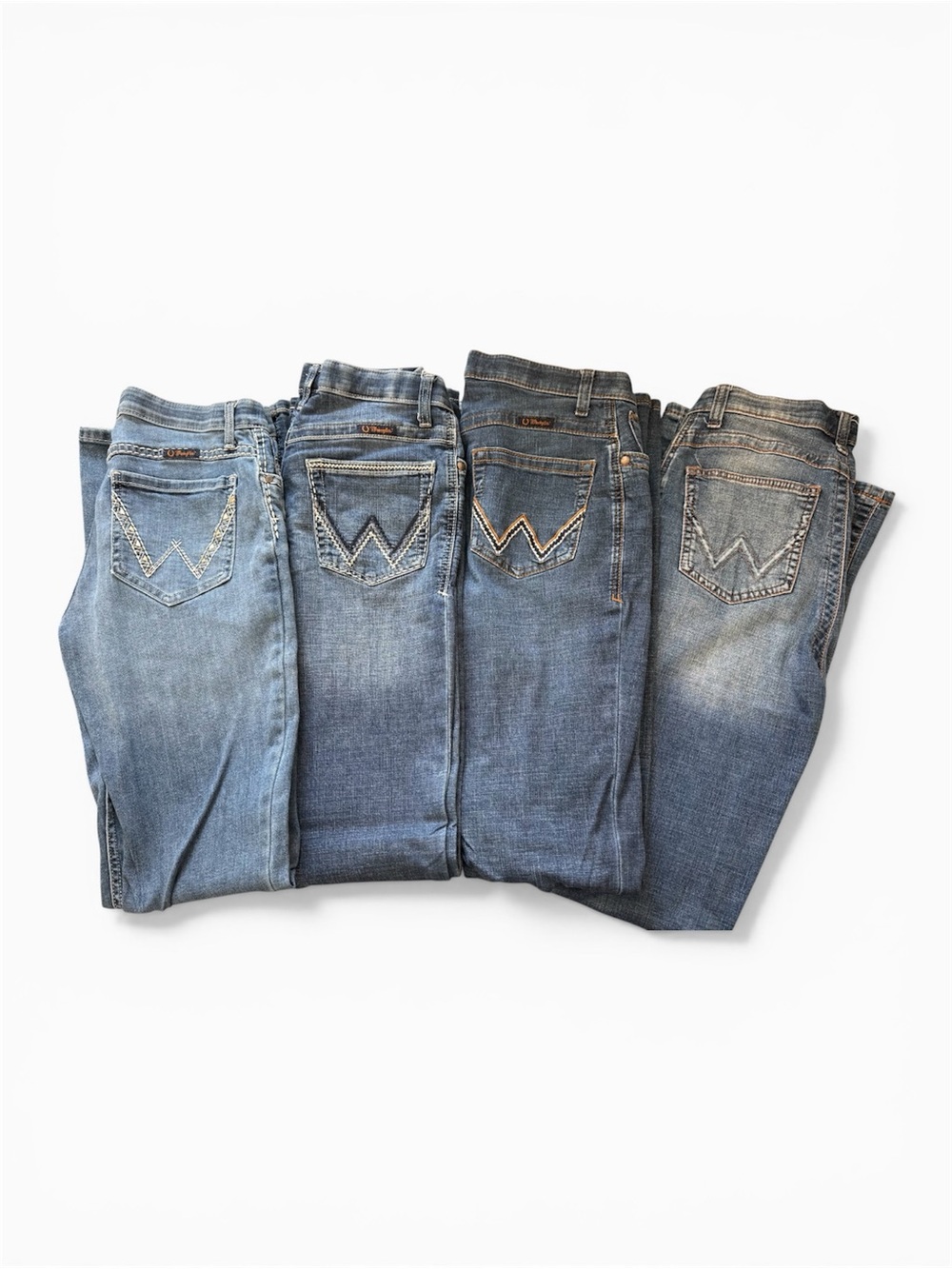 Lot of 4 Wrangler Q-Baby Blue Denim Western Bootcut Jeans Women’s Size 9/38 Tall